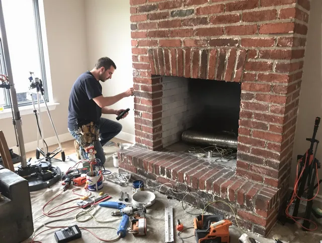 Fontana Chimney Sweep specialist finalizing chimney liner service in Fontana, CA