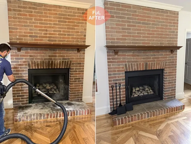 Fontana Chimney Sweep carefully sanitizing a fireplace in Fontana, CA