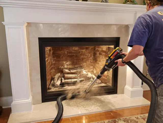 Fireplace cleaning performed by Fontana Chimney Sweep in Fontana, CA